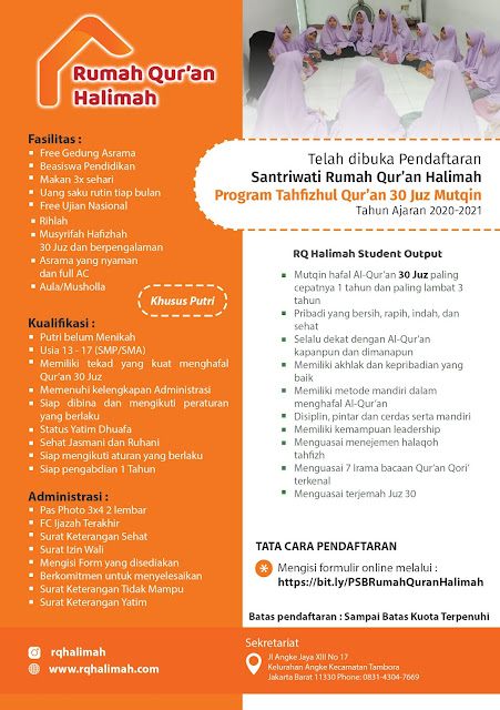 Pendaftaran Rumah Quran Halimah Jakarta