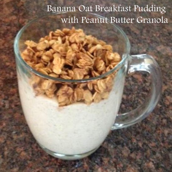 banana oat breakfast pudding with peanut butter granola