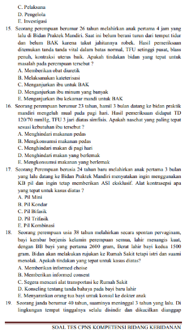 Contoh Soal Tes Kompetensi Dasar Pegawai Non Pns