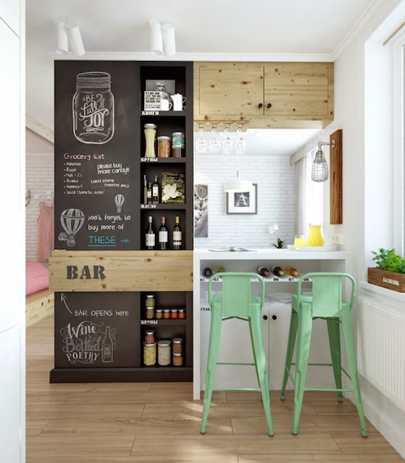 Cocinas decoradas con paredes de pizarra