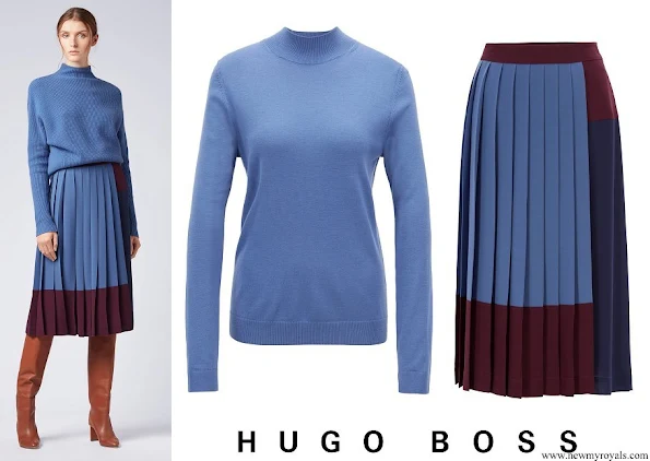 Princess Sofia wore Hugo Boss Fallie merino wool sweater and Midesa A-line skirt