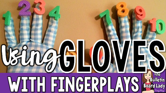 Using Gloves with FIngerplays by Tracy King  Ideas for creating gloves for fingerplays for preschool, kindergarten and elementary aged kids.  Get crafty with these DIY manipulatives for fingerplays, rhymes and songs like “Itsy Bitsy Spider”, “Ten in the Bed” and more.  Use the finger play gloves to teach Bible lessons, spring time chants, counting…the ideas are limitless using these simple and inexpensive techniques.
