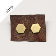 Brass Hexagon Earrings by rachellovesbob