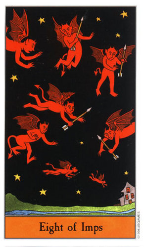 Tarot Halloween. Ocho de Diablillos