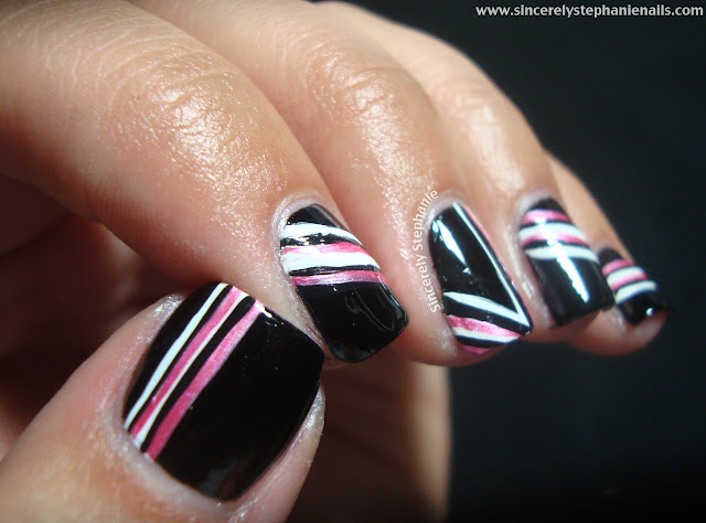 stripe nail art