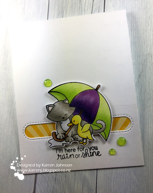 Fan Feature Week | Rainy Day card by Karren Johnson using Newton's Rainy Day stamp set by Newton's Nook Designs #newtonsnook #handmade