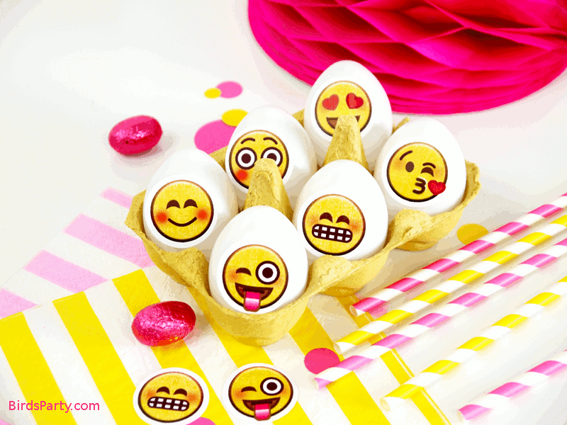 Emoji DIY Easter Party Eggs with Printables - BirdsParty.com