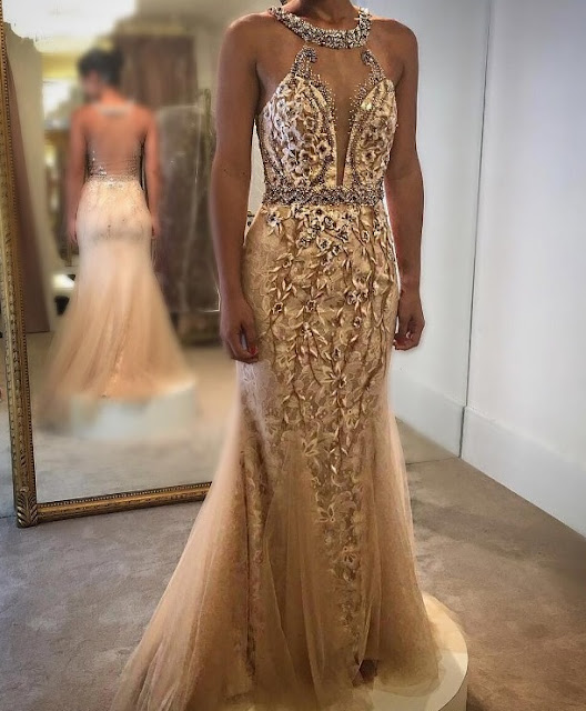 vestido de festa  dourado para formatura ou madrinha