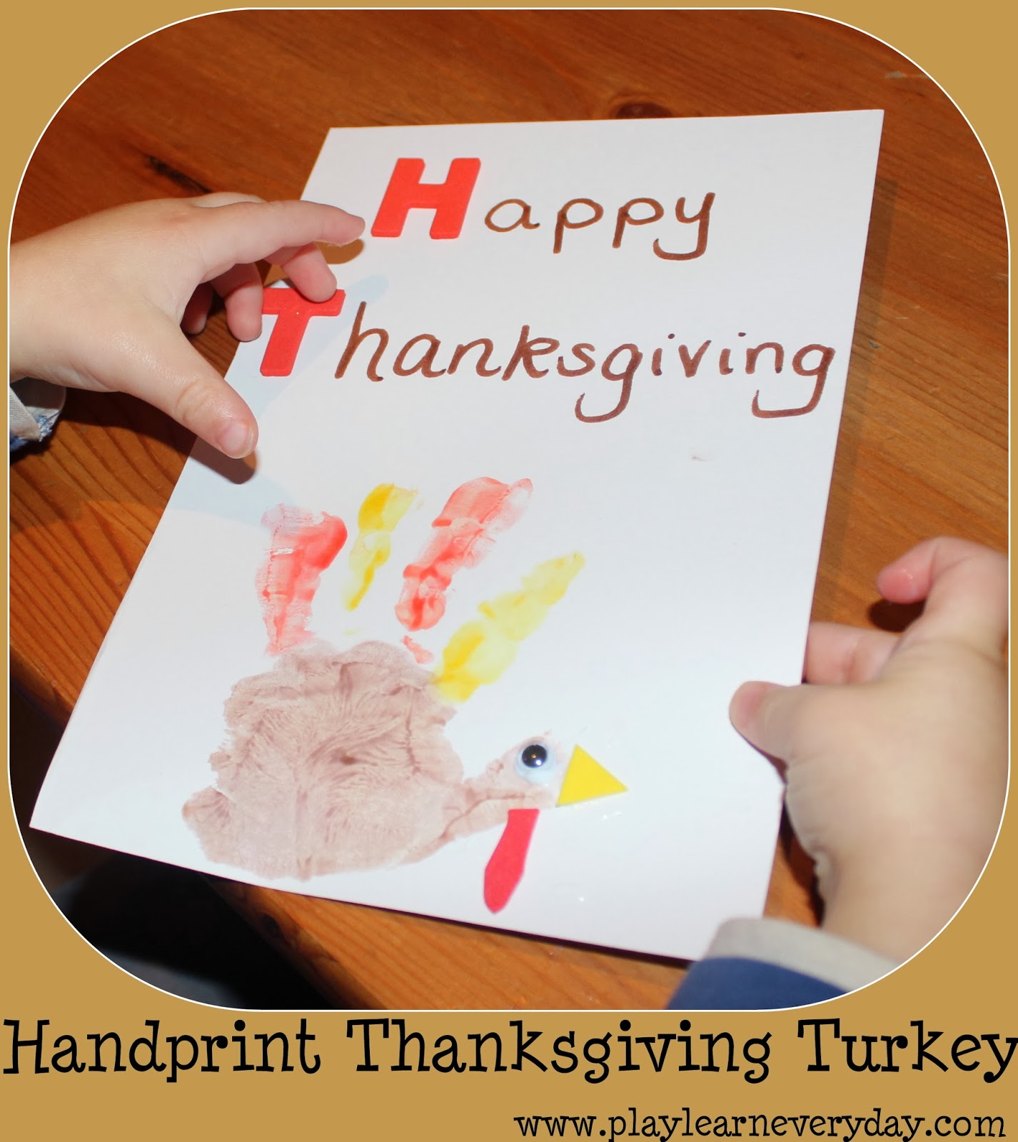 Hand Print Thanksgiving Turkey - Play and Learn Every Day