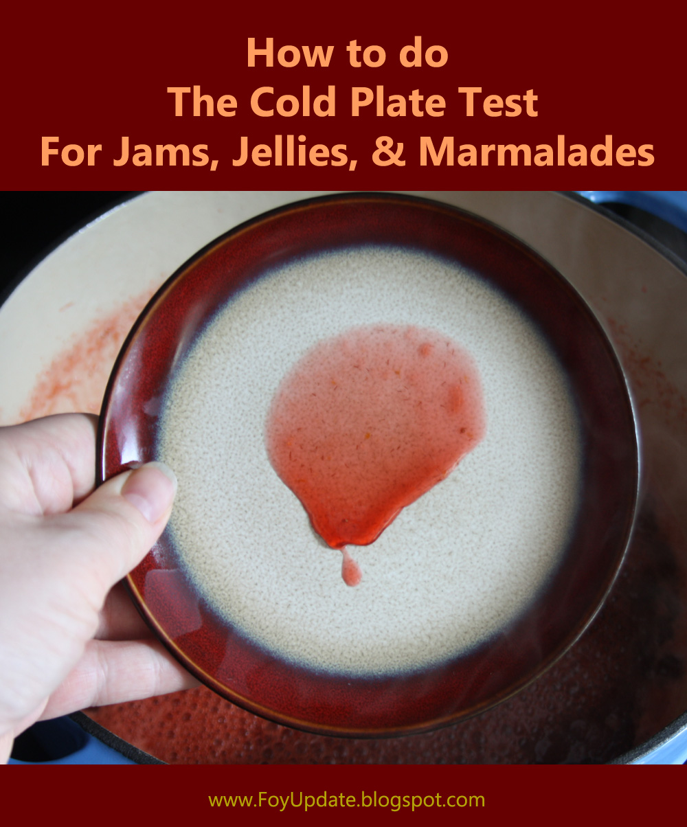 A photo guide for how to do the cold Plate test for jams, jellies and marmalades from Foy Update