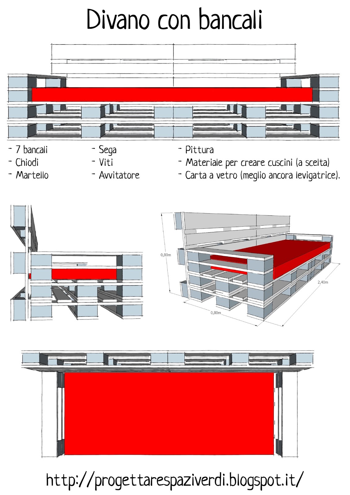 Progettare spazi verdi: come costruire un divano con i pallet ... Costruire un divano coi bancali di legno