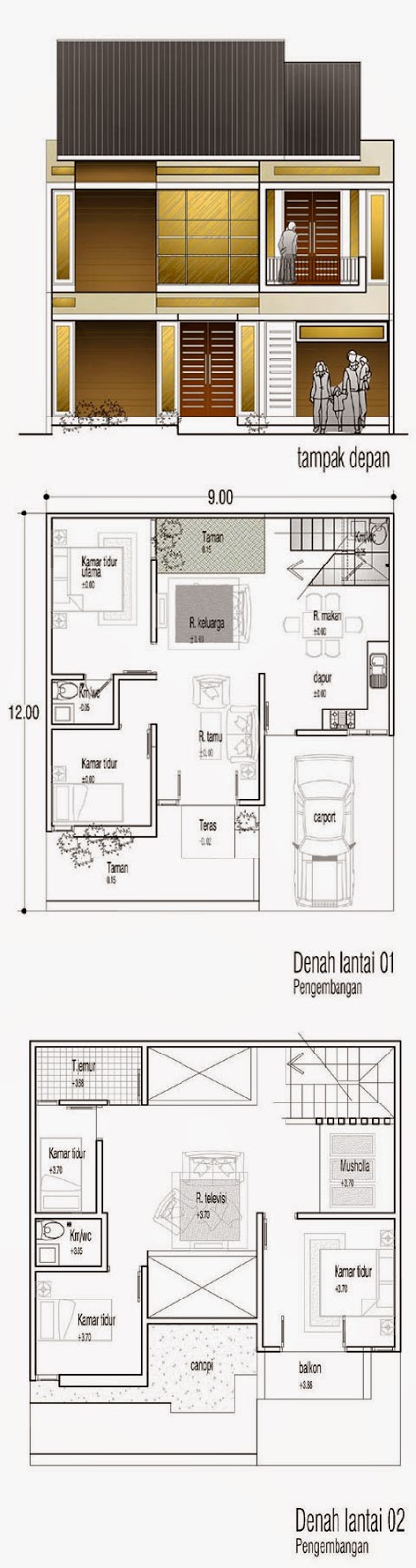 Contoh Gambar Rumah Type 80 2 Lantai Desain Sederhana Denah