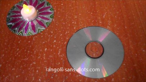 CD rangoli designs for Navratri Diwali craft