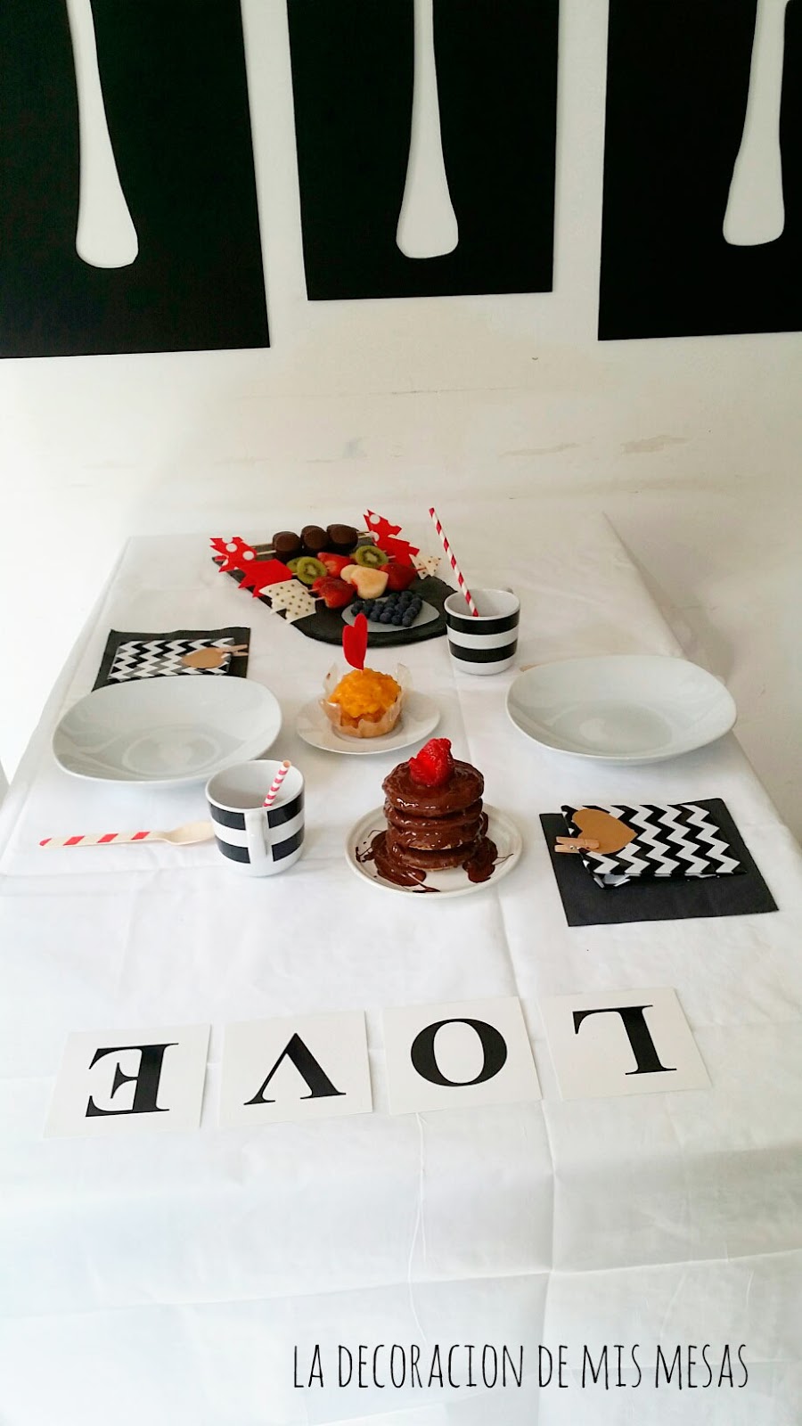 Mesa decorada para San Valentin