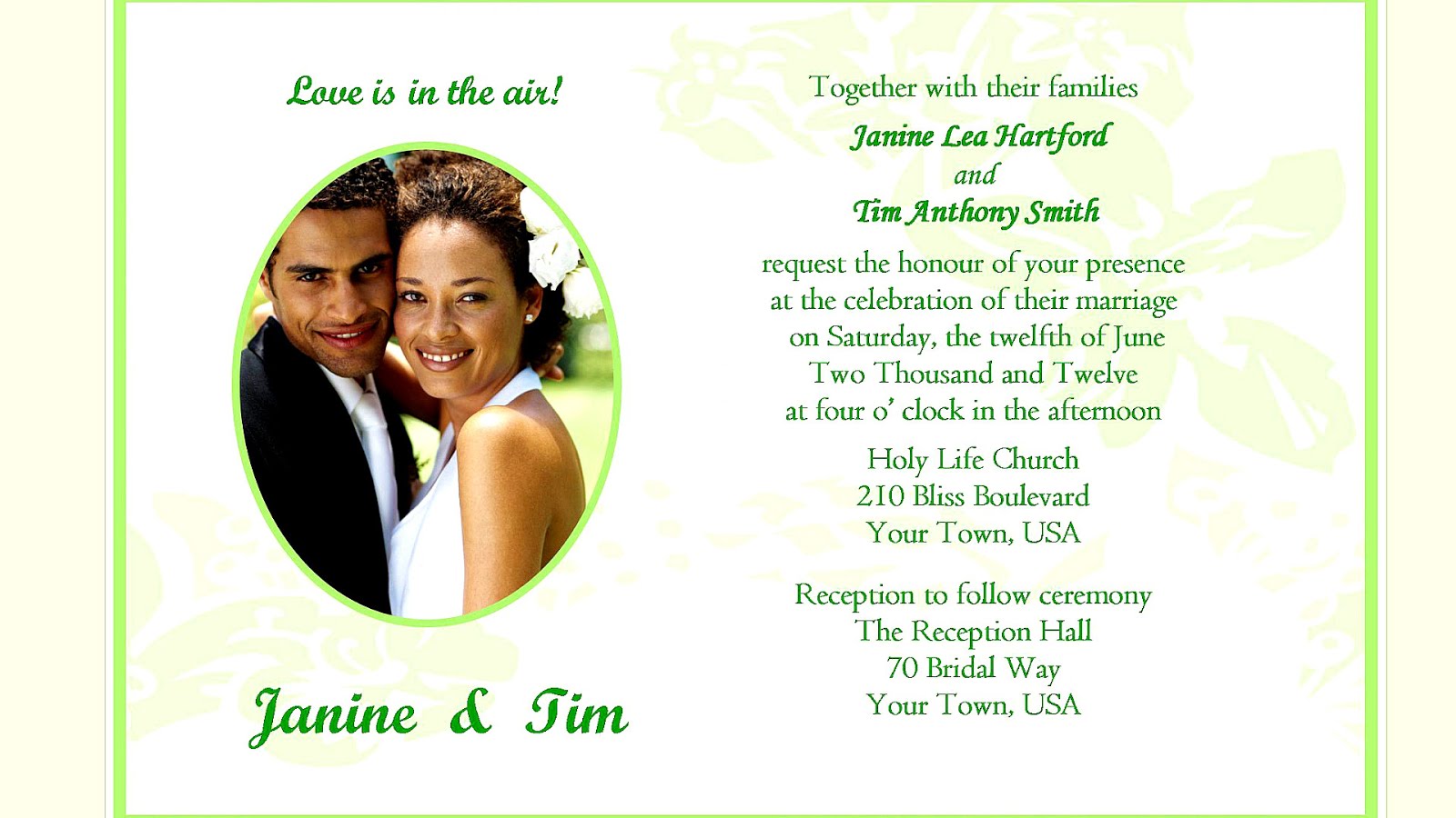 Cute wedding invitation card designed for eldon & michelle Cute Wedding Invitation Wording Samples - Cute Choices