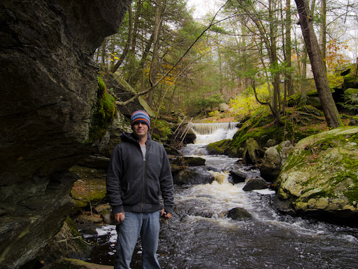 Me at a waterfall on the Pequonnock River in Trumbull CT