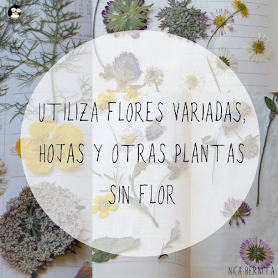 UTILIZA FLORES VARIADAS, HOJAS Y OTRAS PLANTAS SIN FLOR