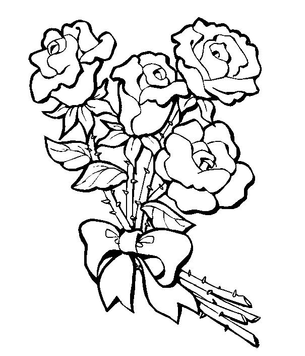Lindo Buquê de Rosas para Colorir - Desenhos Para Colorir