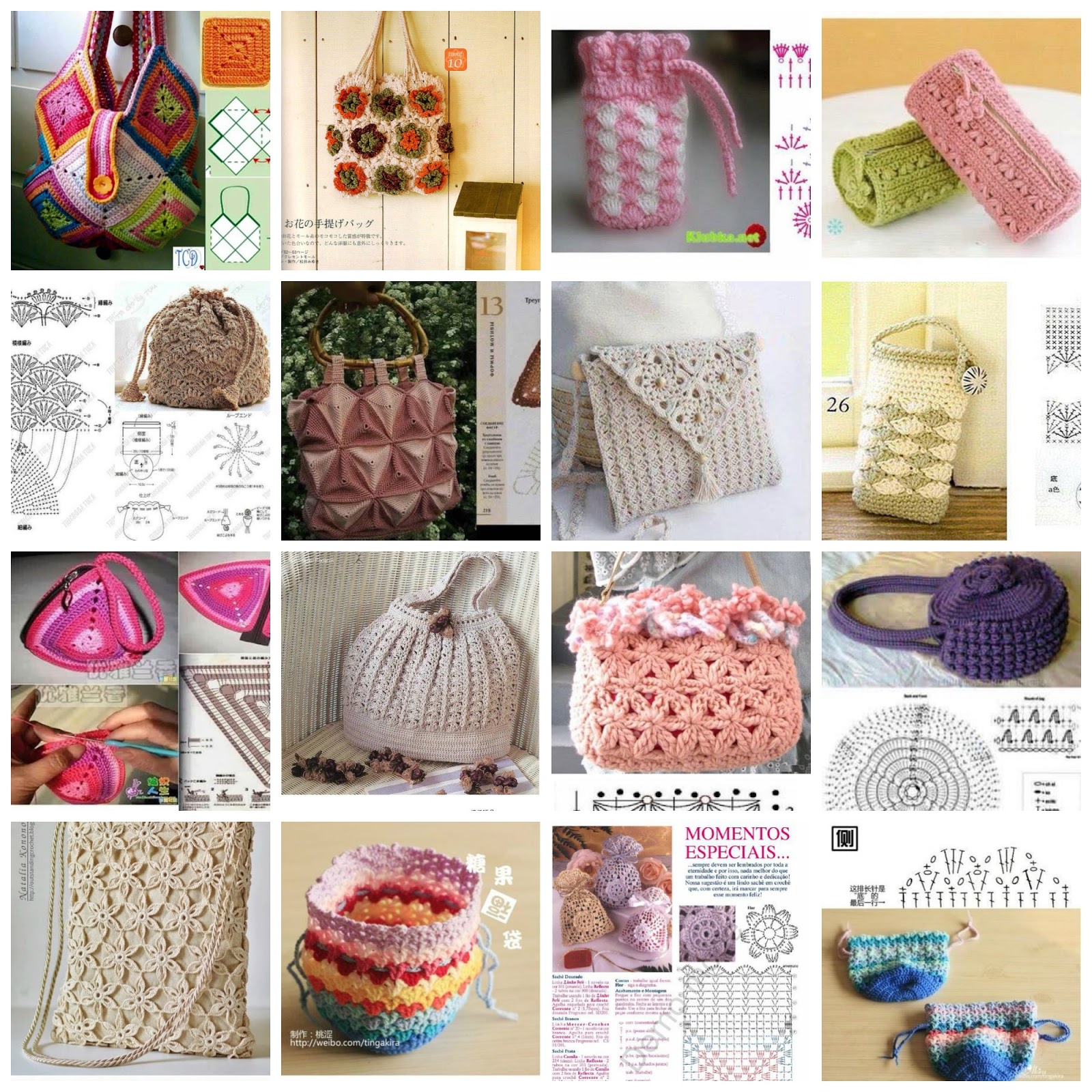 ergahandmade 15 Crochet Bags + Diagrams