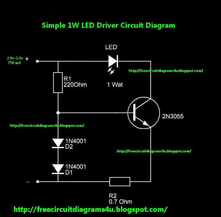 FREE CIRCUIT DIAGRAMS 4U: 1W LED Driver Circuit Diagram