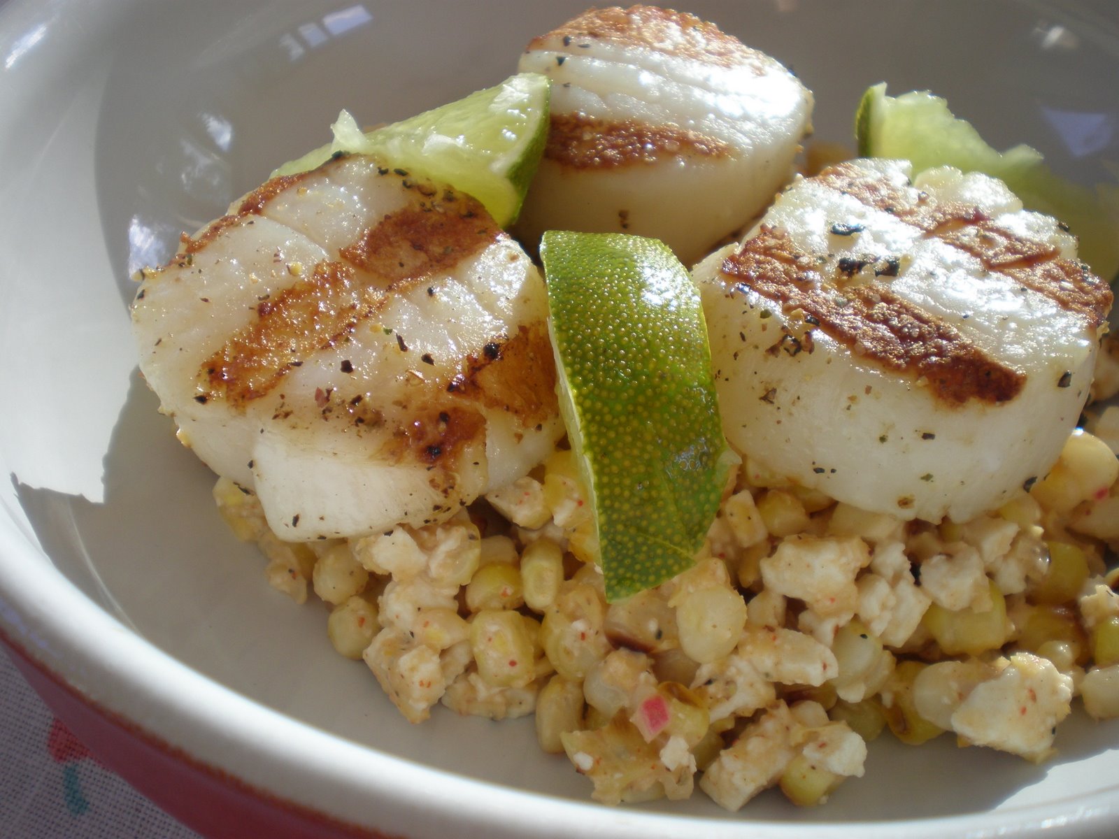 Madison Dinner Club Weekly Fish 9 Grilled Scallops with Mexican Corn