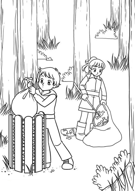 Tranh tô màu chủ đề mùa hè vệ sinh môi trường