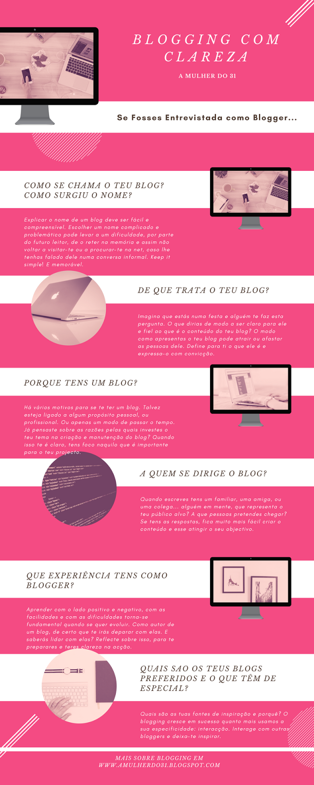 Se Fosses Entrevistada como Blogger... Uma infografia com perguntas para trazer mais clareza ao processo de blogging