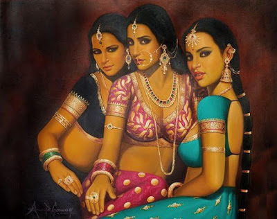 Beautiful Artwork Of Desi Girls By Famous Artist Anup Gomay.