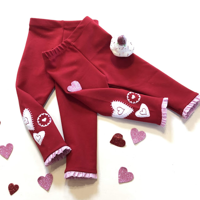 Simplicity 8706 Valentine leggings created with Pfaff Creative Icon Applique Creator