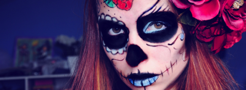 Maquiagem Caveira Mexicana - Half Face Skull Makeup Tutorial - Halloween  2020 - Carla M. 