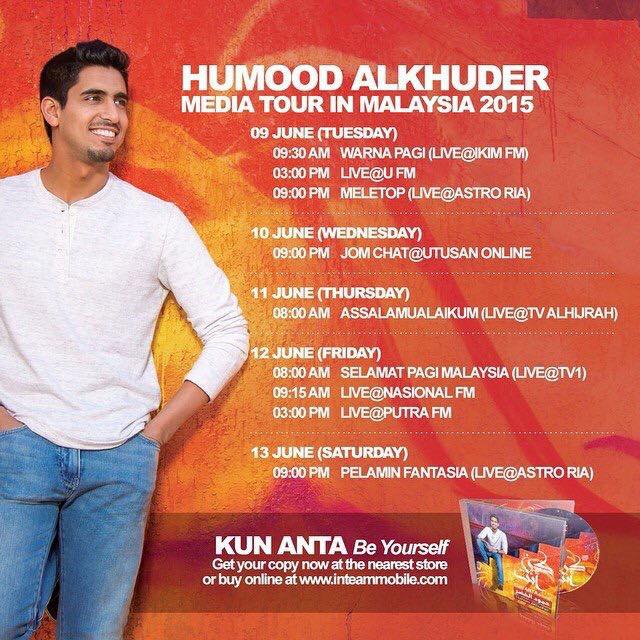 media tour, jadual perjumpaan dengan Humood AlKhudher, live at Meletop, Utusan Online, Pelamin Fantasia, Alhijrah