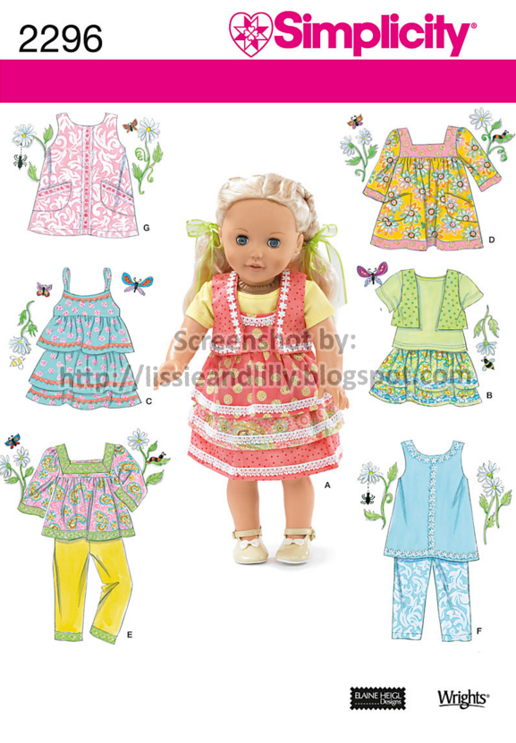 Lissie & Lilly Simplicity Patterns on Sale at JoAnn for 1