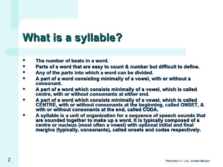 The EFL THE SYLLABLE AND RHYTHM