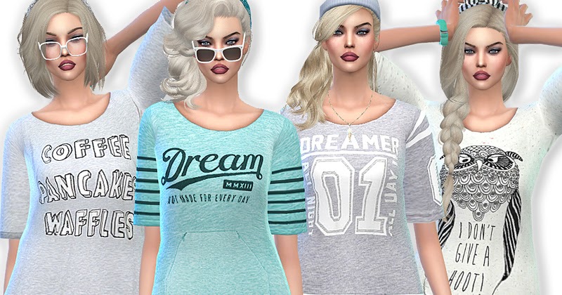 Sims 4 CC's - The Best: Sleep Shirts by Pinkzombiecupcake