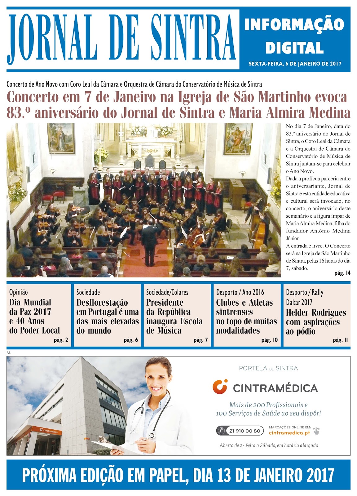 Capa da edição de 06-01-2017 Capa da edição de 06-01-2017