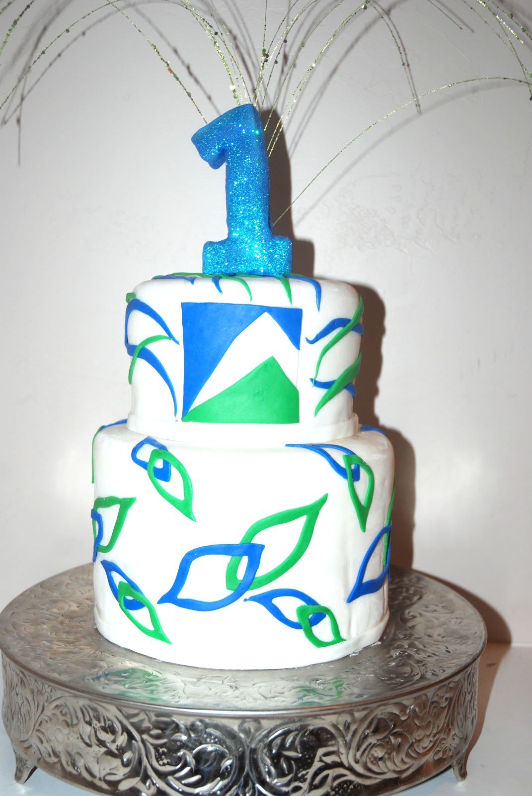 Cakes by Carla Blue and Green fondant Business Birthday Cake