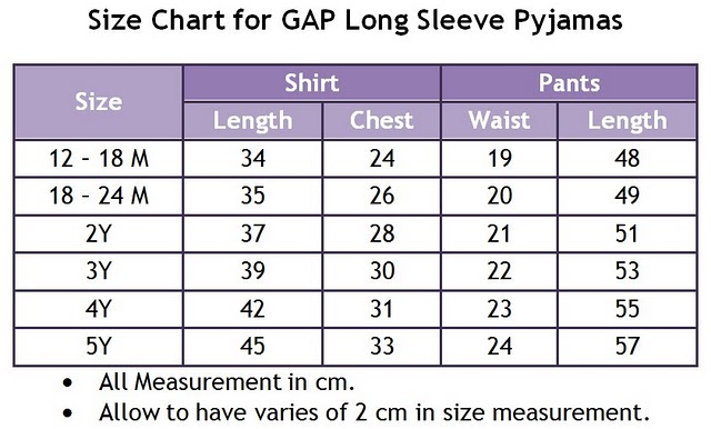 Gap Mens Size Chart