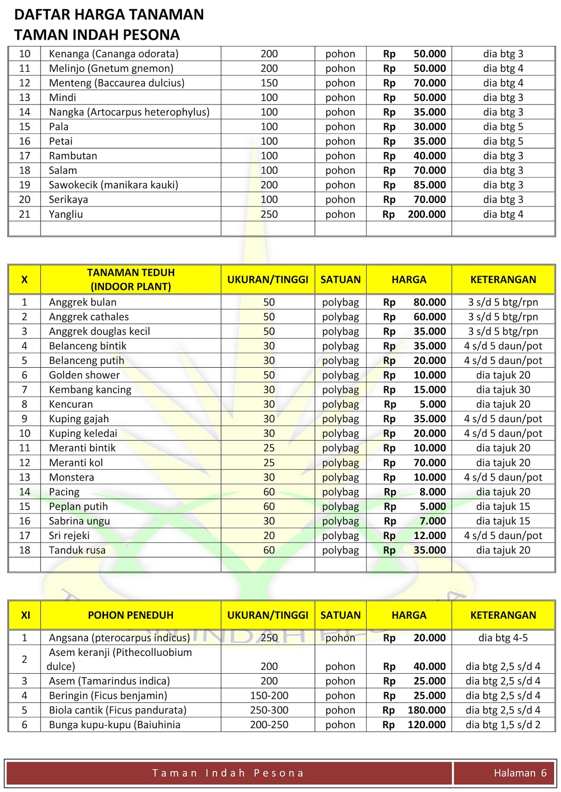 TUKANG TAMAN: DAFTAR HARGA TANAMAN