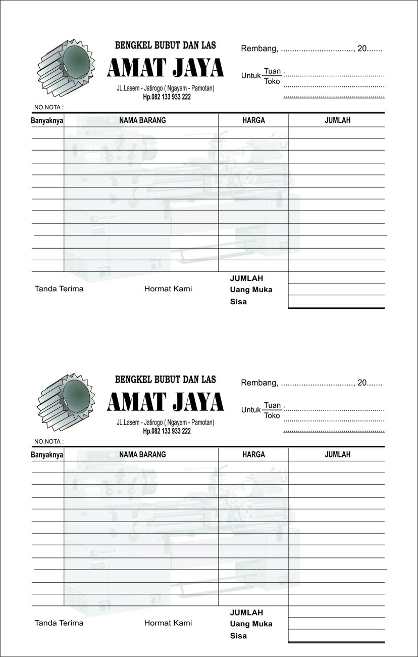 Contoh Nota Toko Listrik Daftar Contoh M