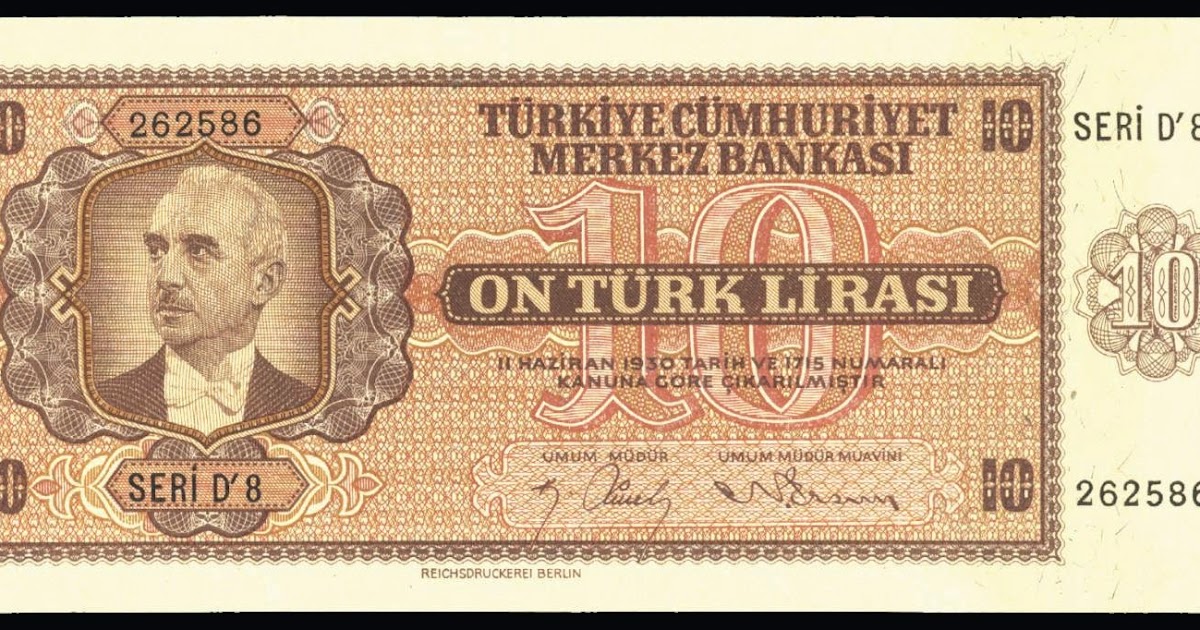 Turkey 10 Turkish Lira banknote 1942 İsmet İnönüWorld Banknotes