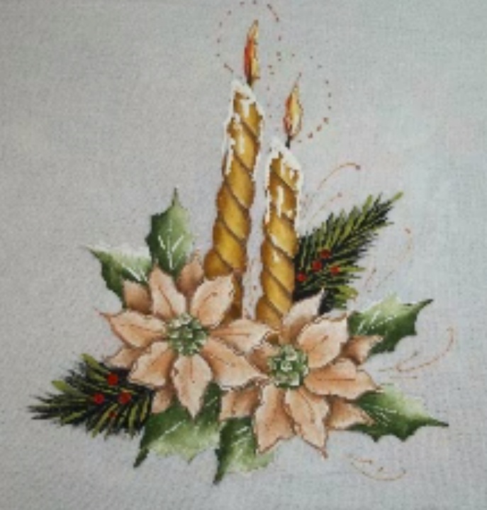 Pintura em Tecido Passo a Passo: Pintura em tecido - Vela e Flor de Natal
