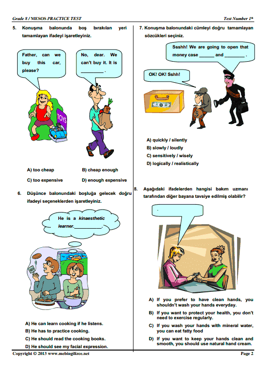 TEOG İNGİLİZCE DENEME TESTLERİ-isa hoca