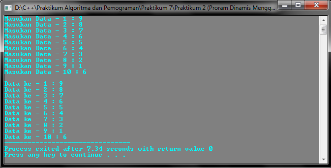 Program Dinamis Menggunakan Array 1 Dimensi Larik