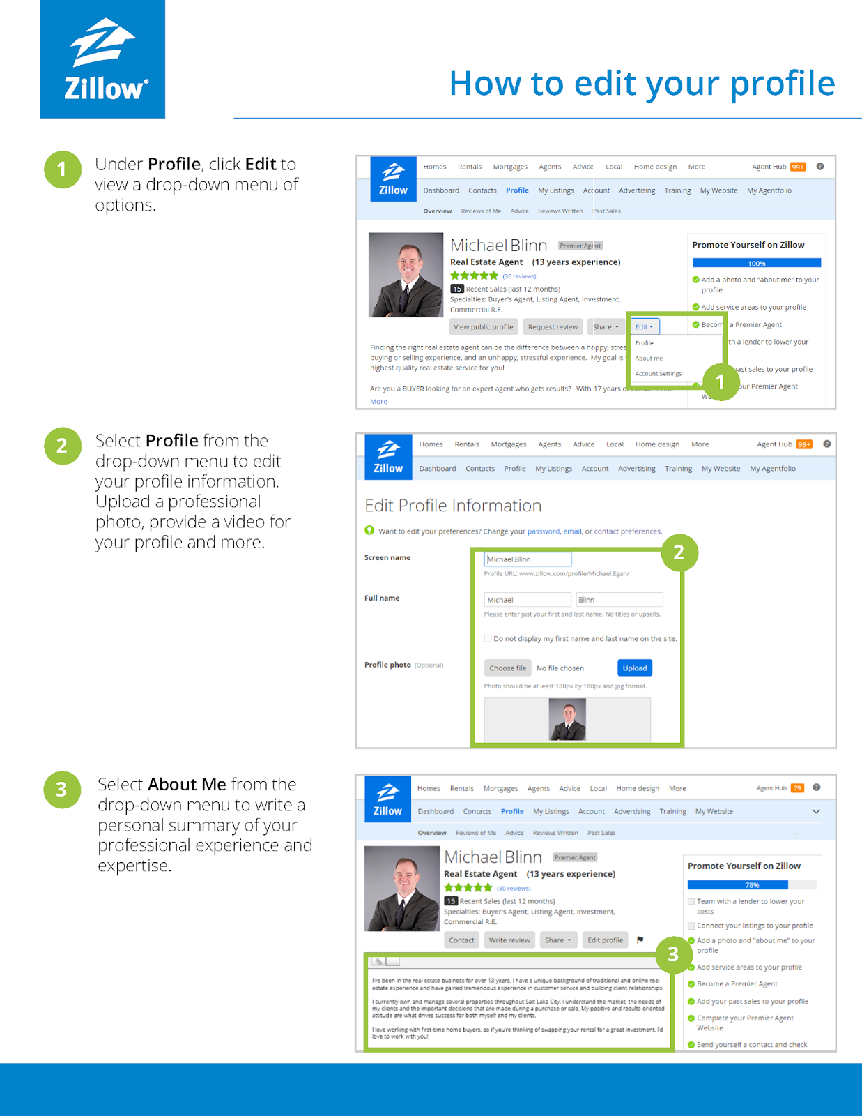 Update your Zillow profile to be the featured Agent on