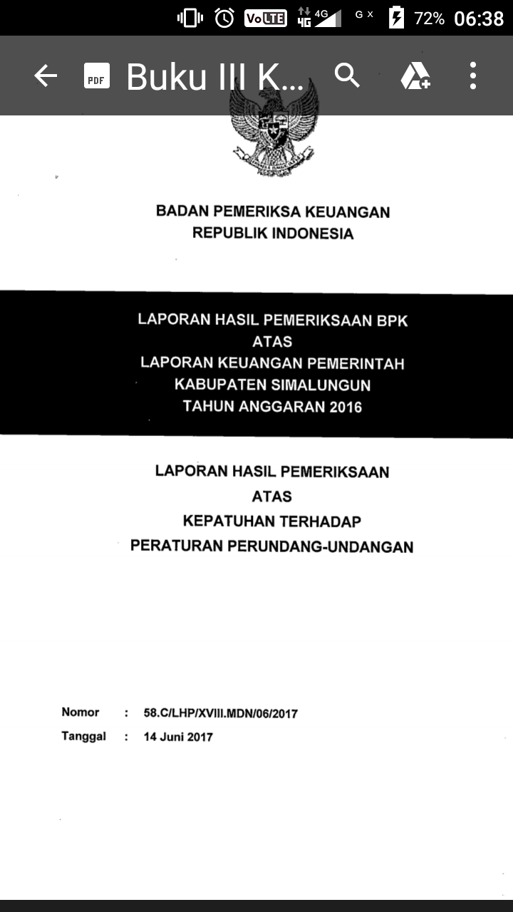 Buku pemeriksaan BPK untuk Kabupaten Simalungun. Buku pemeriksaan BPK untuk Kabupaten Simalungun.