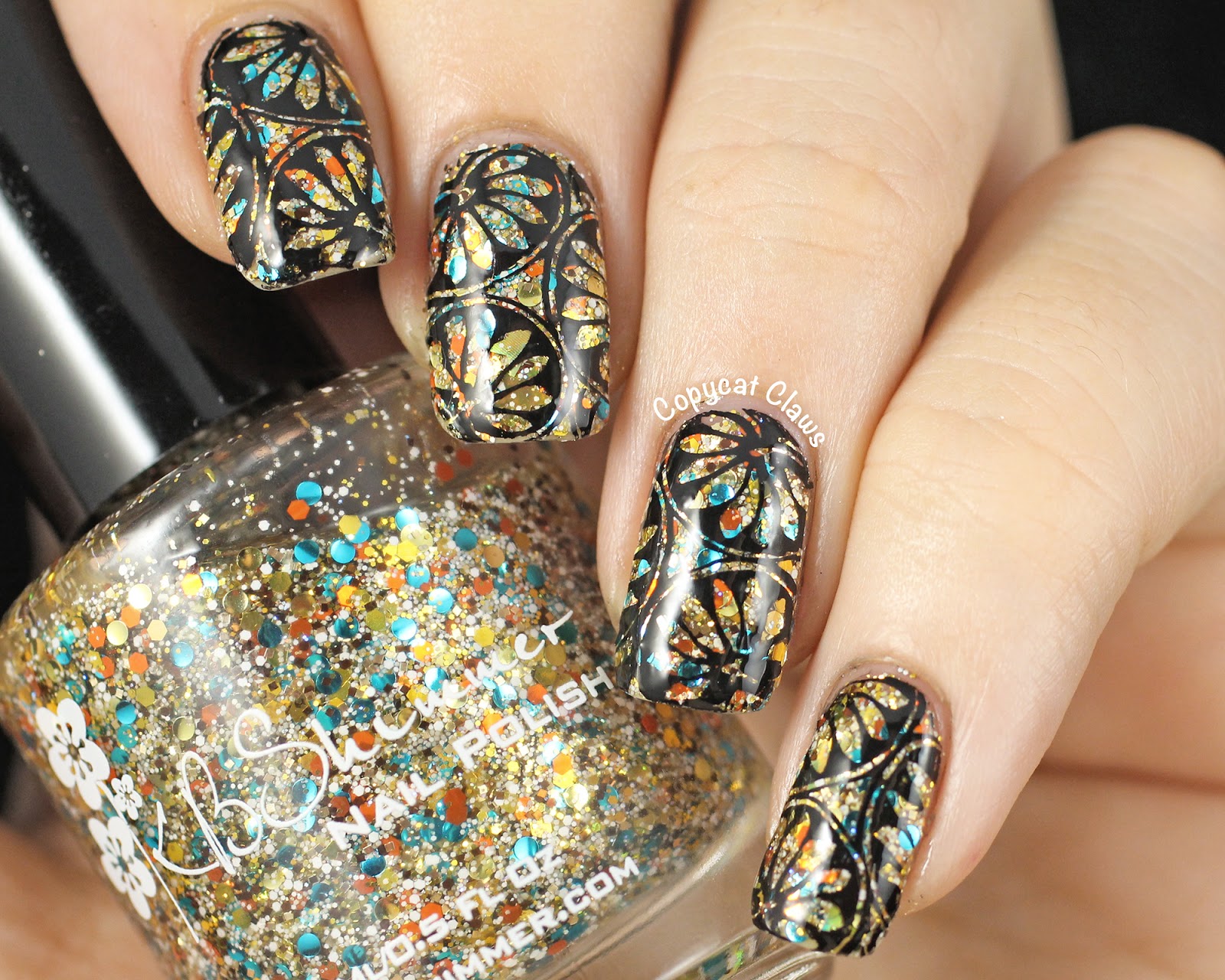 Copycat Claws: 31DC2014 Day 17 - Stamping Over Glitter