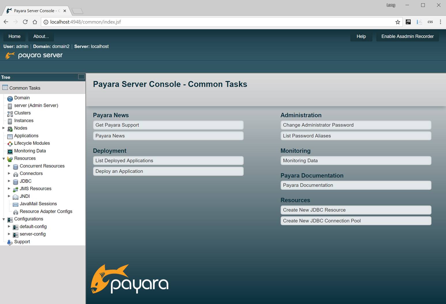 Create a new domain in Glassfish or Payara