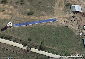 Birds Eye view of the SolarPower Feed Bunk Cover Shade, Cattle Pens, Barns, and Silo 