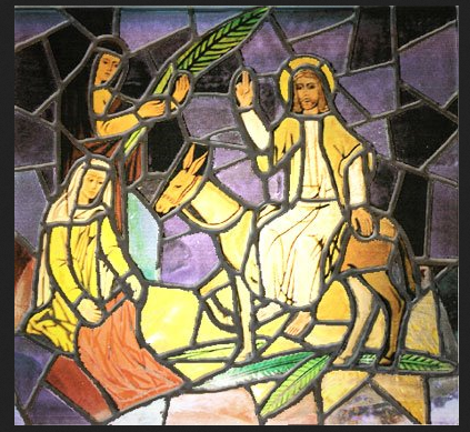 Palm Sunday scene in stained glass - Artist unknown