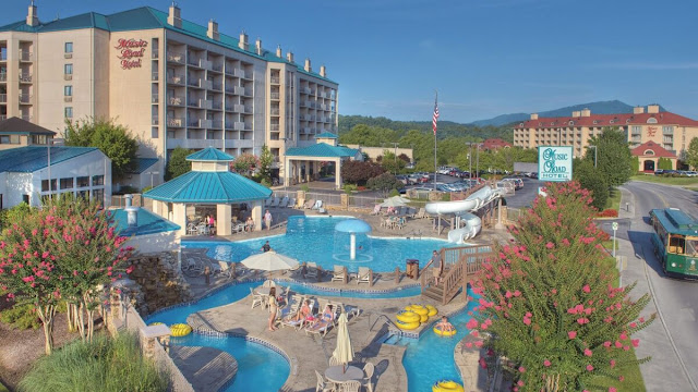 Experience a vacation like no other at Music Road Resort, the hotel destination conveniently located in Pigeon Forge, Tennessee. Overlooking the Smoky Mountains and Pigeon River, this hotel features an outdoor water park and an indoor pool.